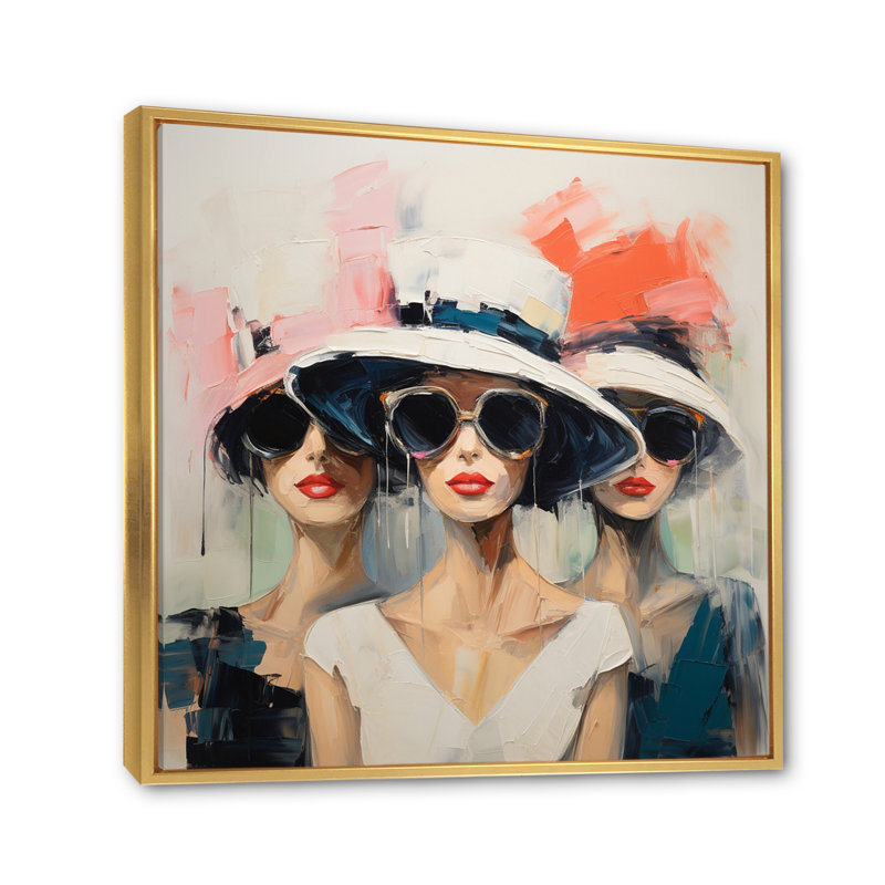 Collection Fashion Hats - imprimé, 44" H x 44" W, Cadre flottant doré
