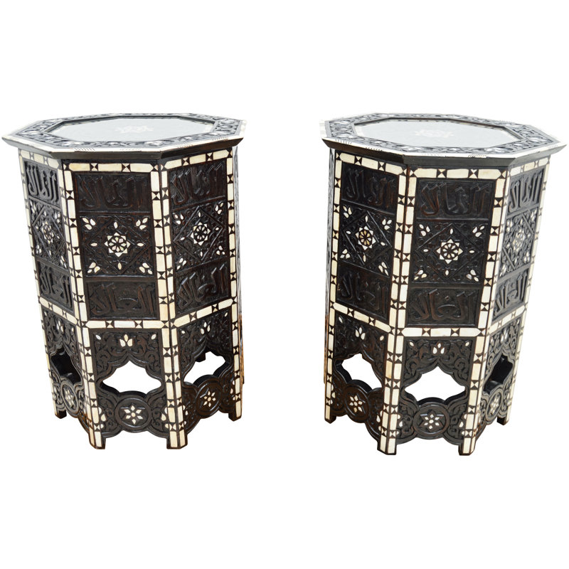 Syrian Glass End Table, Black