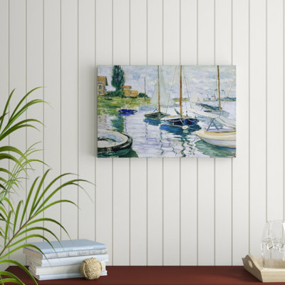 Reproduction d’art sur toile encadrée barques au pensions