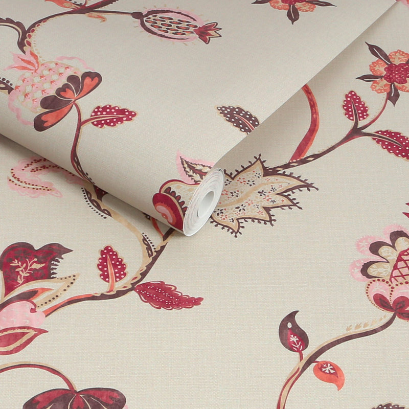 Joules Tree Of Life Floral Red/Pink Wallpaper