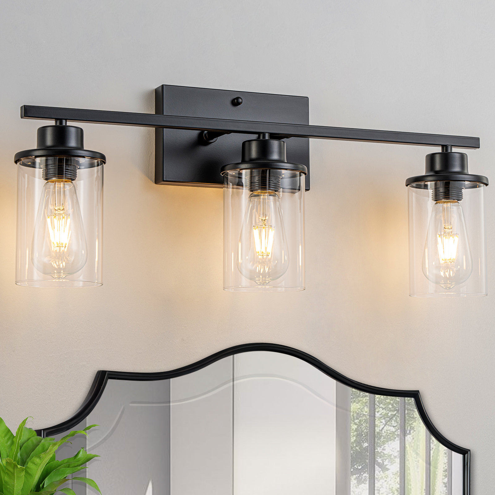 Ebern Designs Addam 3-Lights Dimmable Bathroom Vanity Light Wall Sconce ...