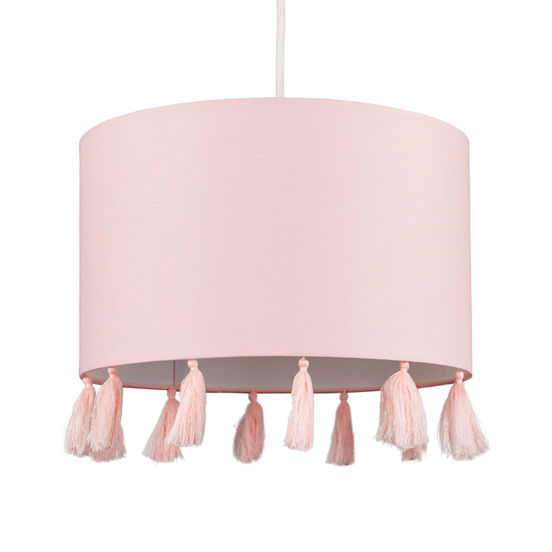 24cm H Cotton Drum Pendant Shade ( Clip On ), Pink