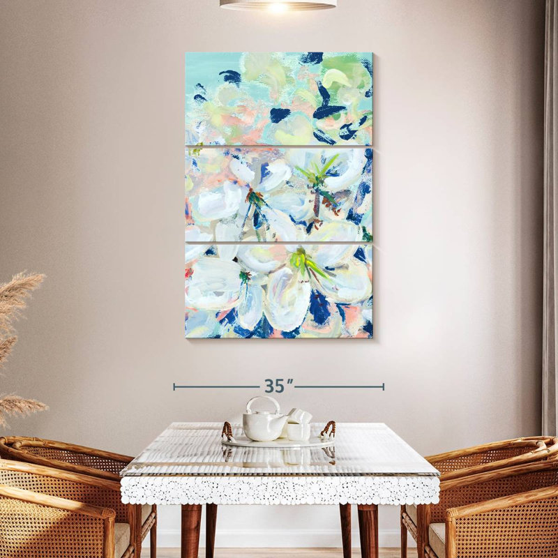 Avery White Orchids On Blue, 50" H x 32" W