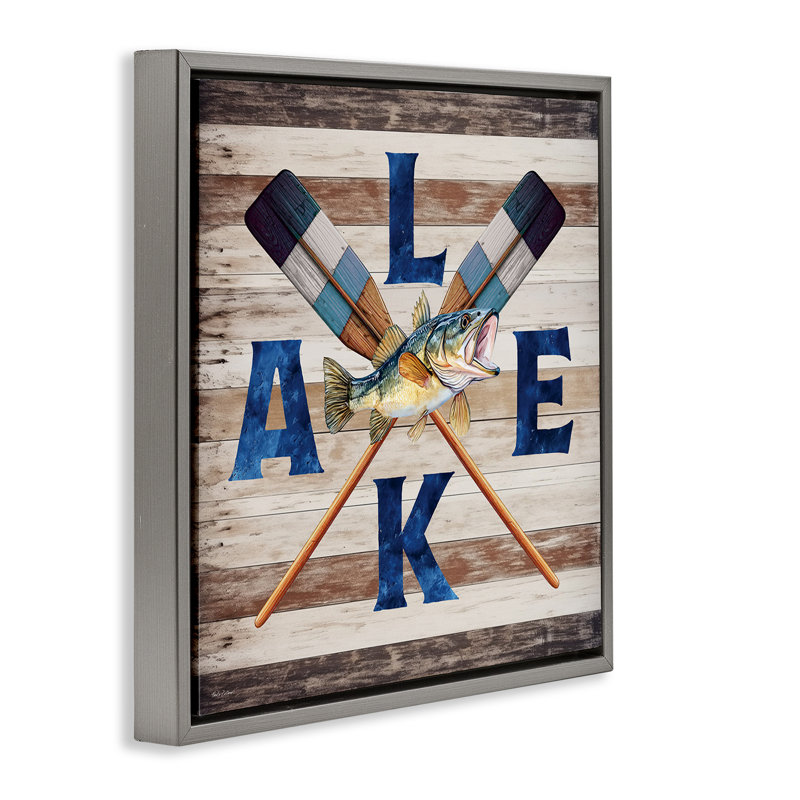 Cadre flottant Rustic Lake Boat Oars, design par Nicole DeCamp, H 25 po x l 25 po, Cadre flottant gris lustré