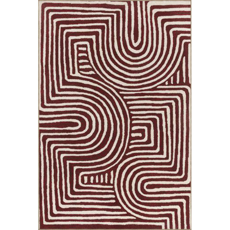 Modern Swirl Patterned Colorful Decorative Rug, Square 4'11" Rug Pad Included