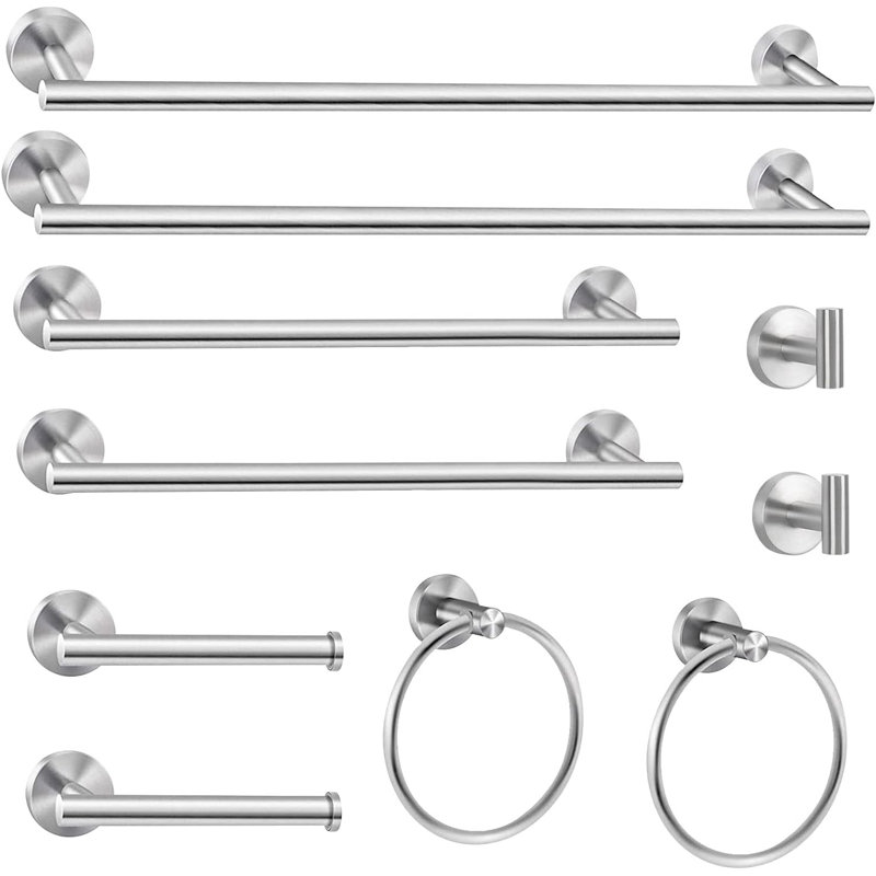 Ensemble de quincaillerie de salle de bain noir 10 pièces, Argent