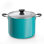 Marmite antiadhésive de 10,5 pintes avec couvercle, poignées rivetées Cook N Home Professional, grande marmite pour les fêtes, marmite avec chauffage uniforme, batterie de cuisine à induction, allant au four et au lave-vaisselle, turquoise