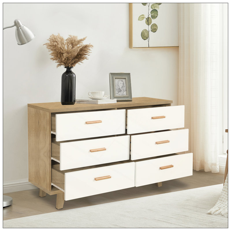 Commode à tiroirs, armoire de bar, armoire de rangement Buffet Buffet, console de service de table Tablestorge Cabinets, pieds en bois massif avec poignée en bois massif pour la salle à manger