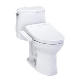 TOTO® WASHLET+® UltraMax® II 1G® One-Piece Elongated 1.0 GPF Toilet and WASHLET+® S2 Bidet Seat, Cotton White - MW6043346CUFG#01