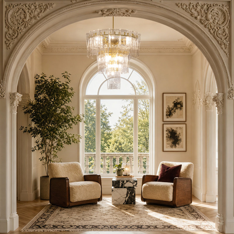 12 - Light Clear Glass Tiered Round Chandelier