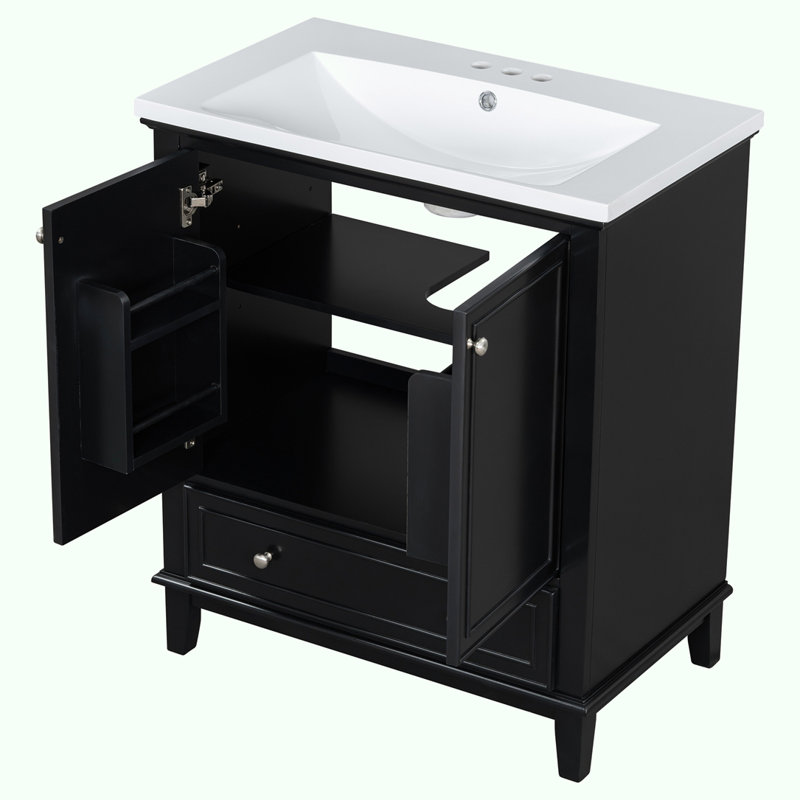 30-inch Vanity with Sink Combo, Silver, Black