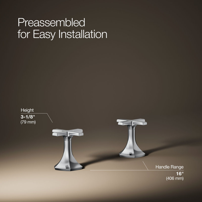 Occasion Cross Bathroom Sink Faucet Handles, 3.12" H x 3" W, Polished Chrome