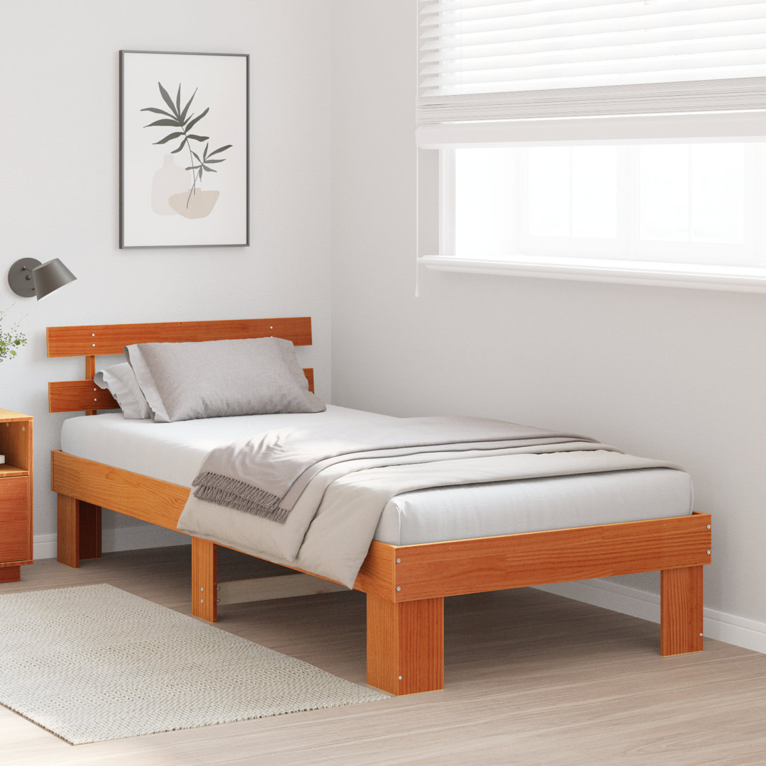 Vidaxl Bed Frame With Headboard Solid Wood Pine