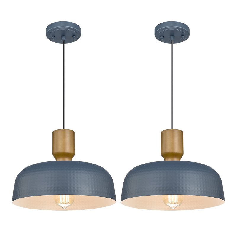Luminaire suspendu à 2 lumières Mikaili, Bleu, paquet de 2
