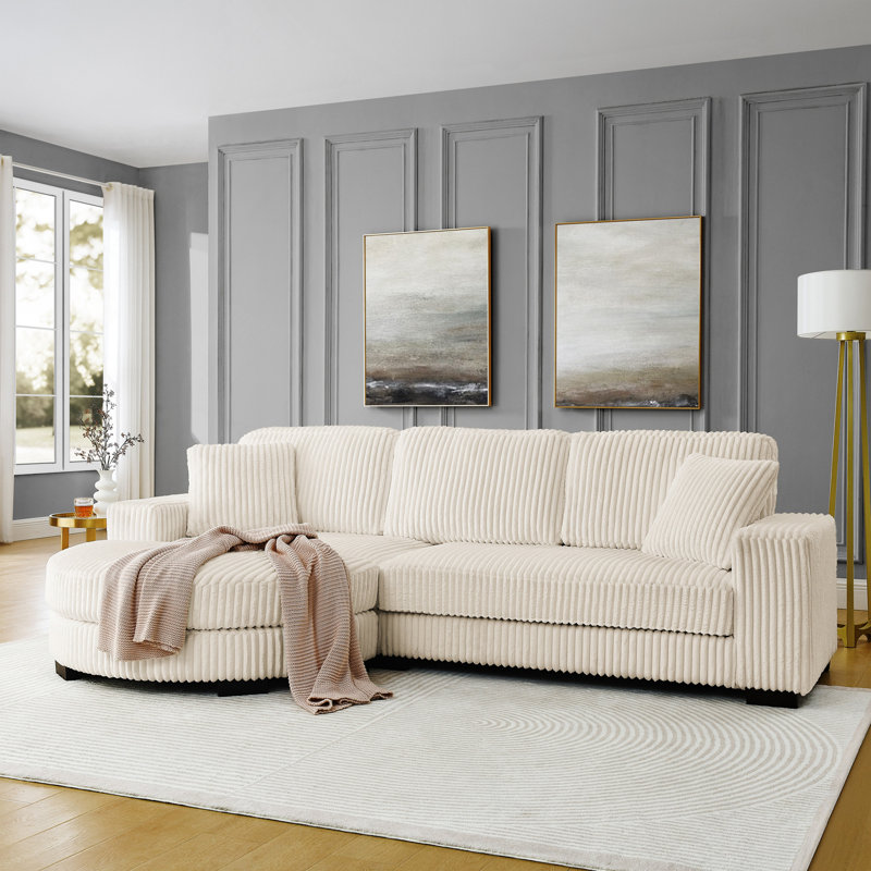 Canapé-lit modulaire rembourré en velours Corduroy, Beige