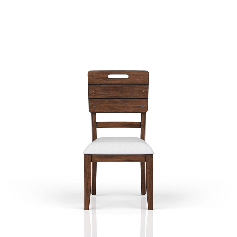 Fauteuils de salle à manger décontractés à finition brune contrastant avec siège rembourré, chaises de salle à manger rembourrées, chaises d'appoint