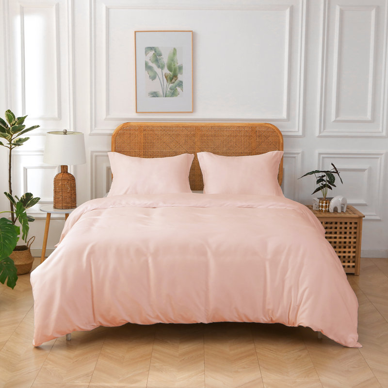 Ensemble de housse de couette en microfibre Better Style Home, Housse de couette simple + 1 taie décorative stan, Rose