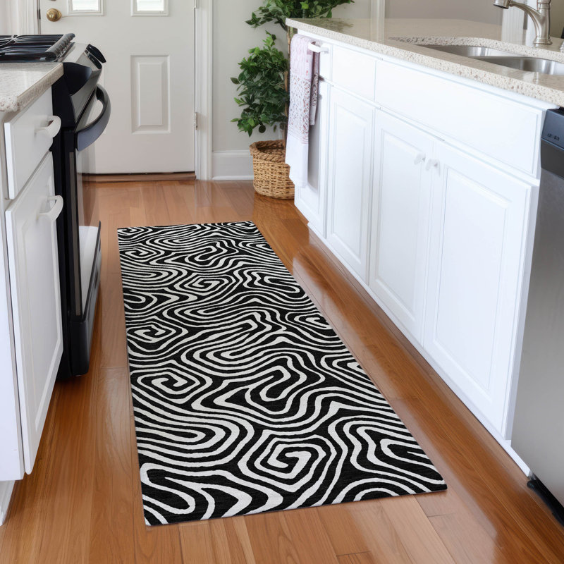 Premium Machine Washable Diskin AMF1030 Swirls Rug, Runner 2'3" x 7'6"