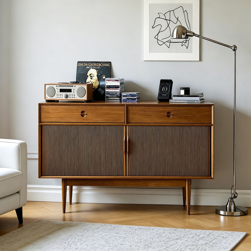 Buffet simple et rétro avec rangement, H 31,49 po x l 51,18 po x P 16,92 po