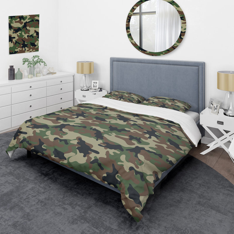 Ensemble de housse de couette en microfibre vert / brun 2 pièces