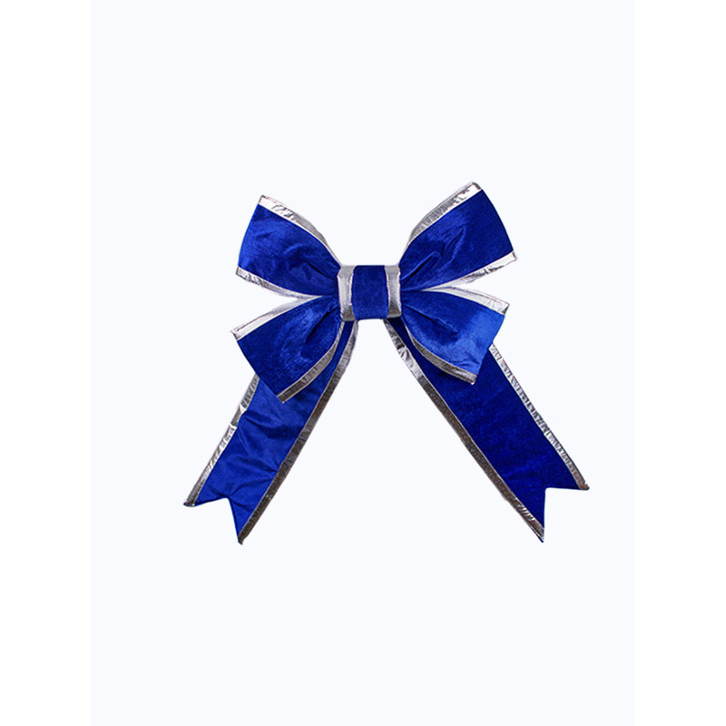 Nœud papillon en velours de 61 cm, Bleu / Argent