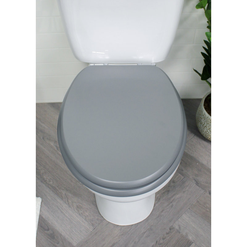 Oxford Grey Wooden Round Hard Toilet Seat