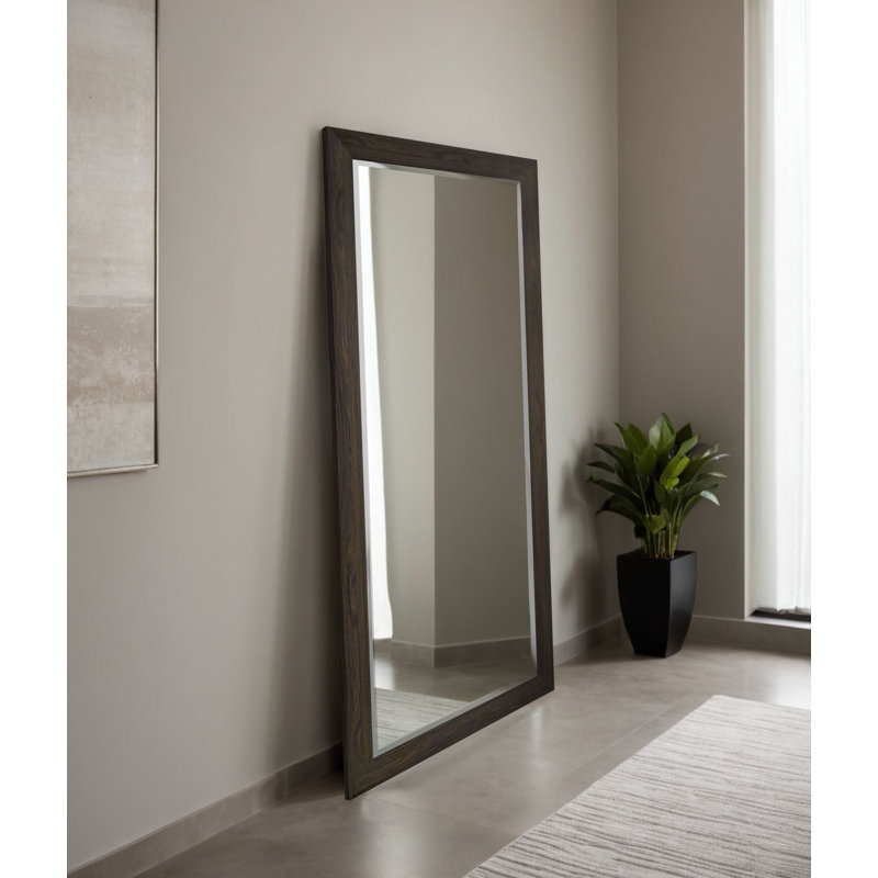 Beveled Full Length Mirror, Black Walnut