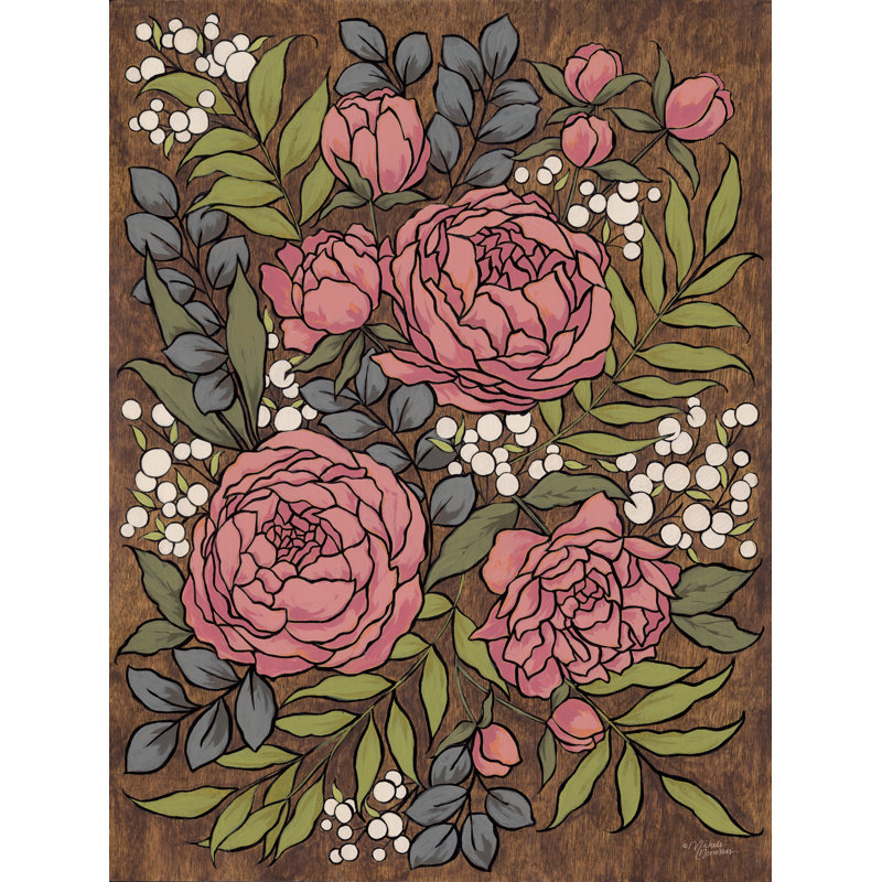 Amelia's pivoines par Michele Norman, Canevas, Pas de tapis, H 24 po x l 18 po