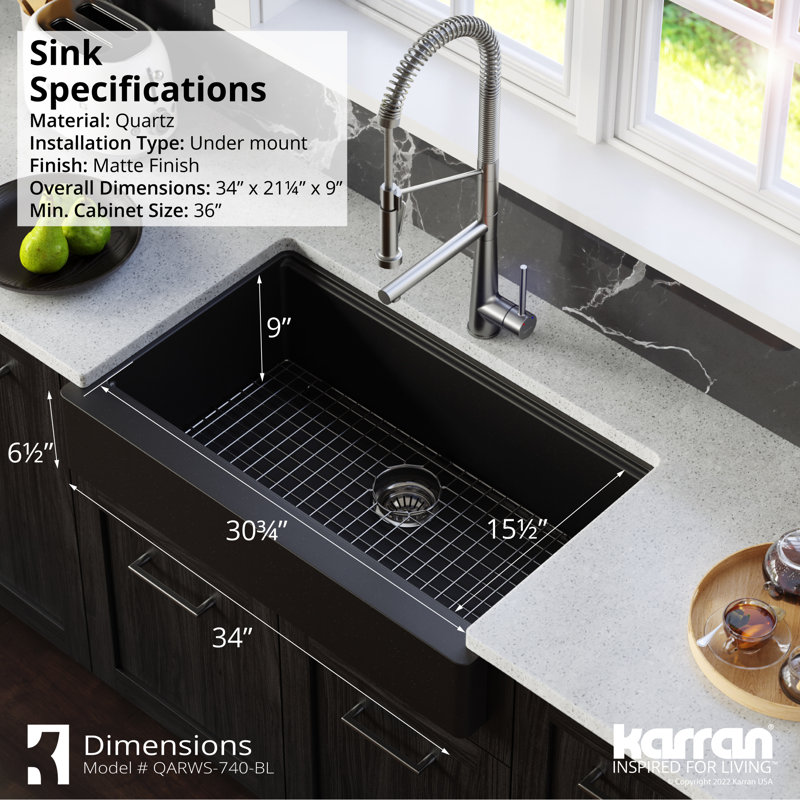 Évier de cuisine Karran Quartz, Noir