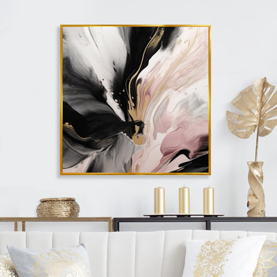 Impression sur toile abstraite rose et or rose