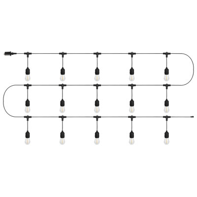 Jonida Outdoor - 50' Patio Lights with 15 Vintage-Style LED Edison Bulbs and Hanging Sockets