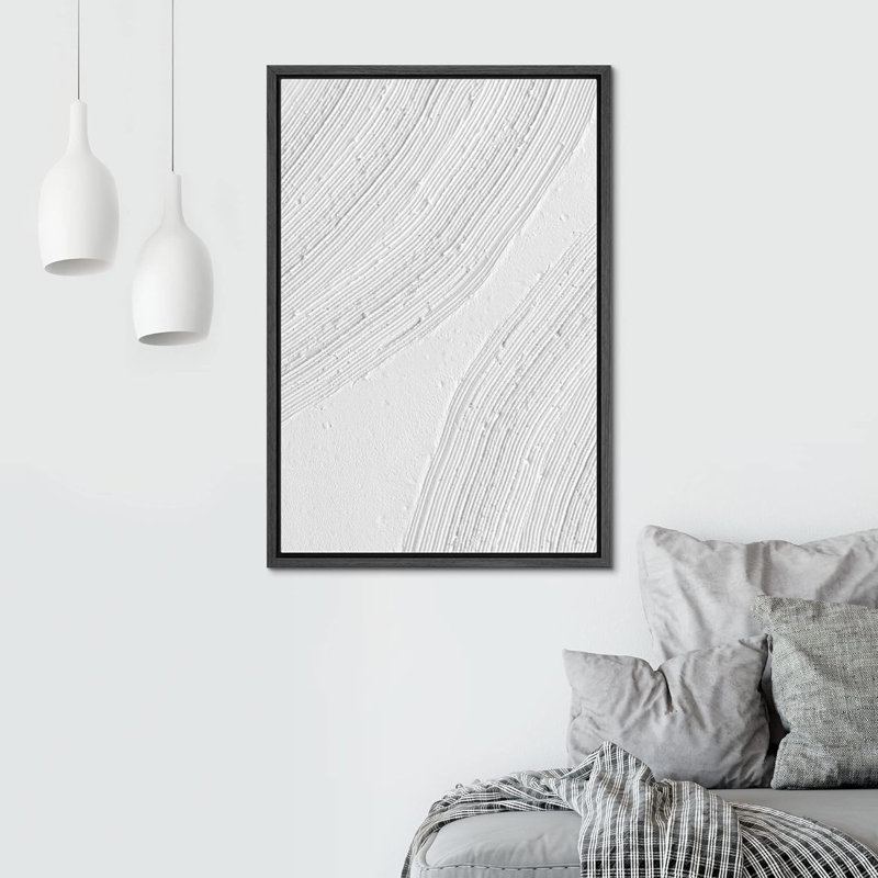 Motif géométrique de lignes minimalistes gris, peinture blanche, cercles à rayures, formes abstraites, minimalisme, décoration murale nordique contemporaine