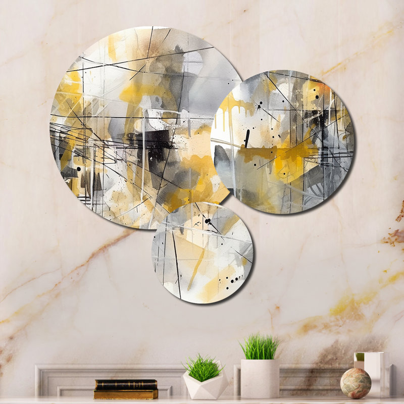 Yellow And Grey Beyond The Canvas I Abstract Wall Decor on Metal