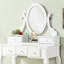 Paire de coiffeuse et miroir en bois blanc avec miroir ajustable et 5 tiroirs pour coiffer la table de maquillage