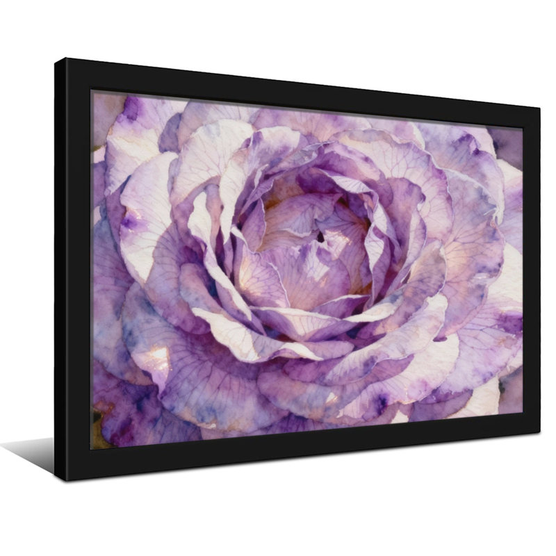 Plantes et fleurs, aquarelle de rose mauve, H 20 po x l 30 po, Toile tendue, Ne s’applique pas