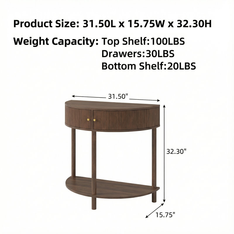 Console demi-lune Artisan-Wave, Brown