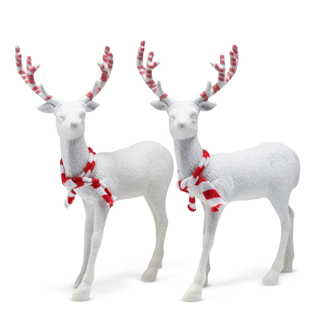 Peppermint Glitter Christmas Reindeer Figurine (Set of 2) The Holiday Aisle®