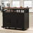 46.5'' Kitchen Island Cart, Beaded Drape Decoration, Power Supply Station, 3 Drawers, Doors, Internal Shelf, Black With Iron Of Beads, Outlet, Drop Leaf,-1412517924