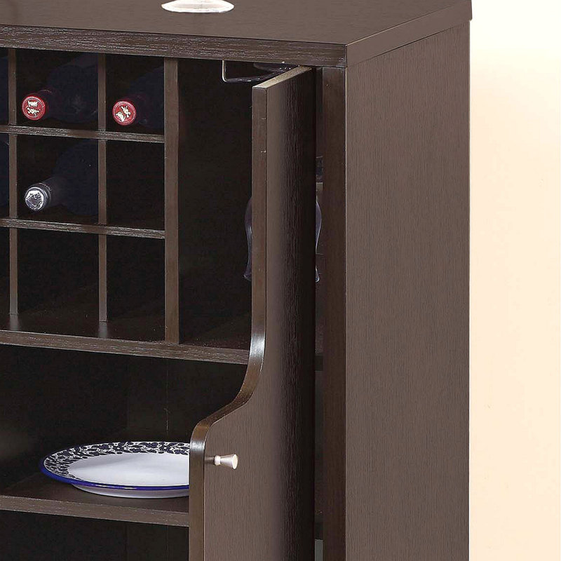 Wine Cabinet Red Cocoa With Two Doors Removeable Wine Bottle Rack Metal Wine Glass Racks Four Shelves