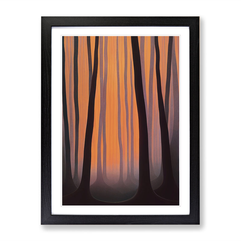 Abstract Autumnal Forest No.3 - Single Picture Frame Print, 34cm H x 25cm W x 2cm D, Black