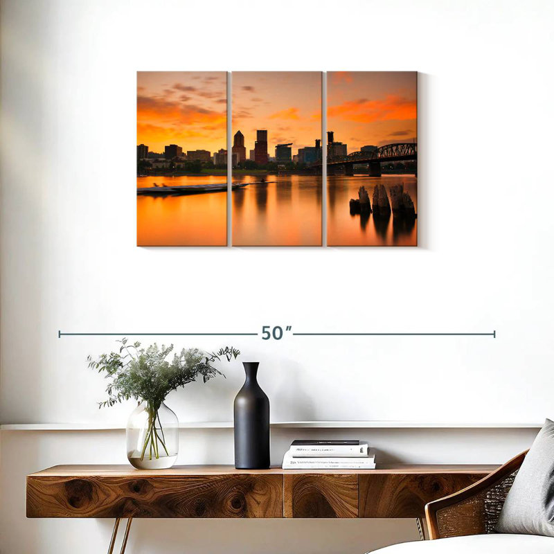Portland Sunset Skyline, 20" H x 33" W