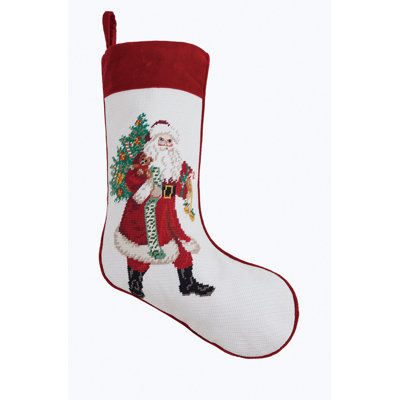 Jingle Claus Embroidered Needlepoint Holiday Stocking