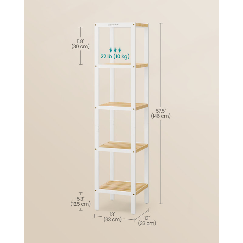 Rovnak 33cm W Steel Shelving Unit, White/Beige