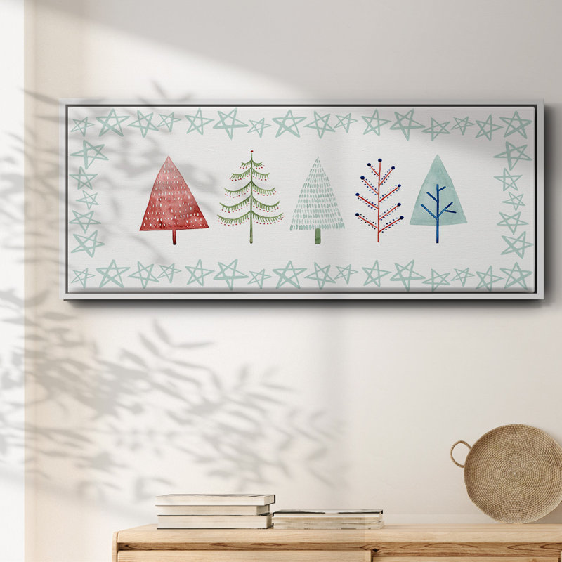 Christmas Tree Whimsy Collection C- Framed Canvas, 8" H x 20" W