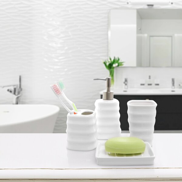 Obsa 4 Piece Bathroom Accessories Set Ebern Designs Color: Milky White