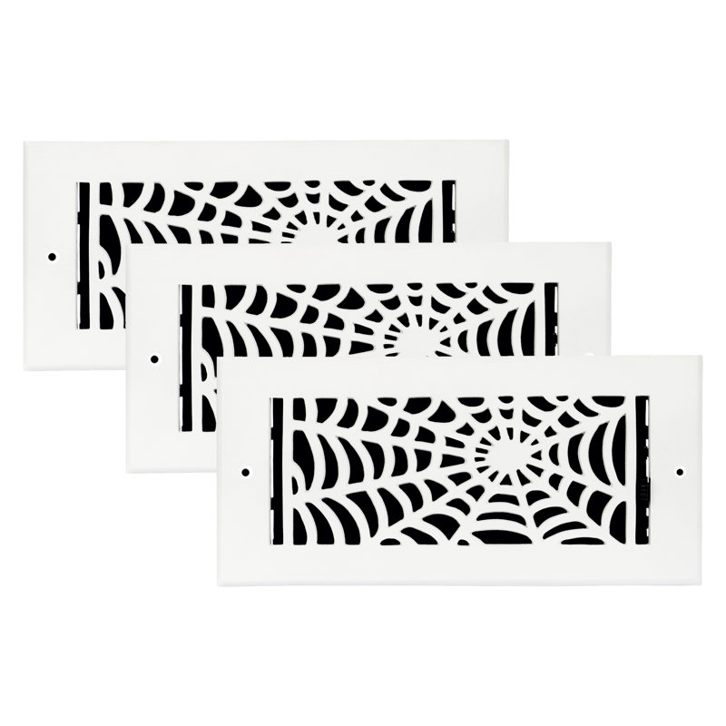 Ensemble de 4 ouvertures de conduit de 4 po x 10 po Spooky Gothic, Mur avec trous de vis, Noir thermolaqué
