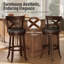 Swivel Upholstered Counter Stool with Solid Wood Frame-747811094