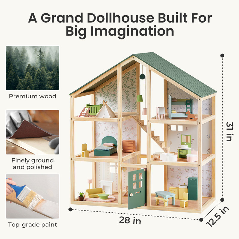 Tiny Land® Sweetwood Evergreen Dollhouse without Dolls
