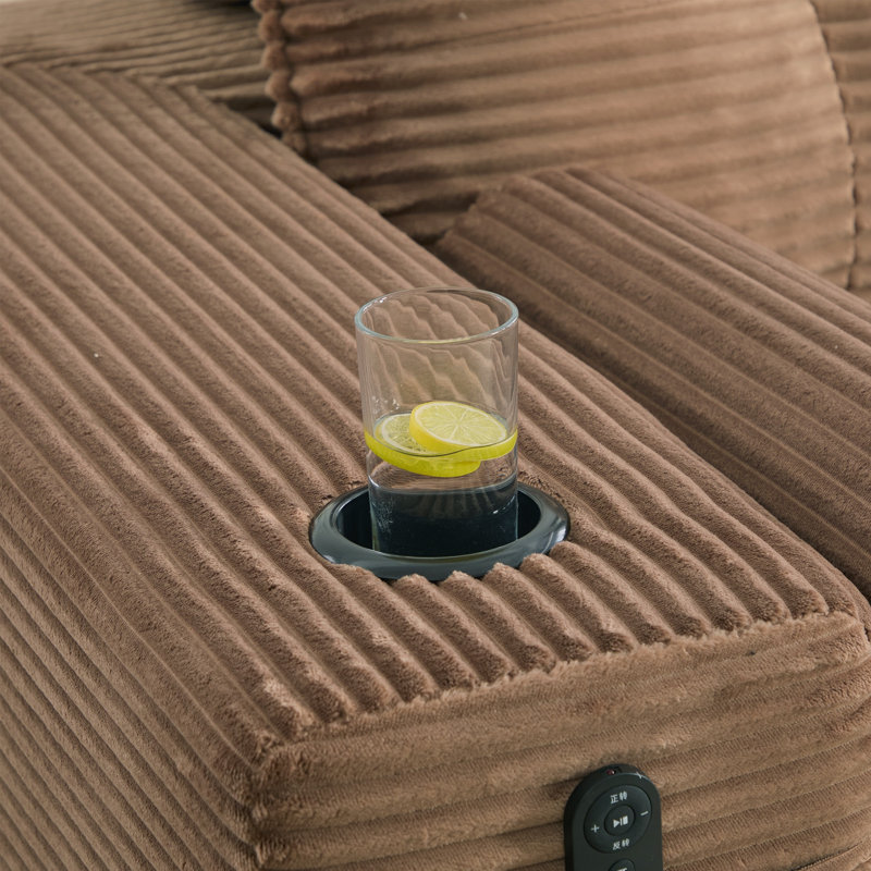 Canapé-lit convertible compact trois places au design minimaliste, Velours côtelé brun