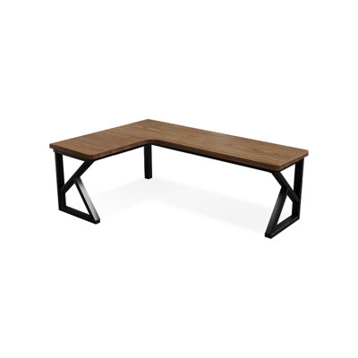Brown L-Shaped Solid Wood desk